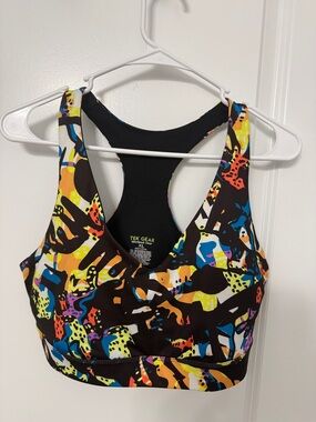 Tek Gear Black Multicolor Racerback Sports Bra
